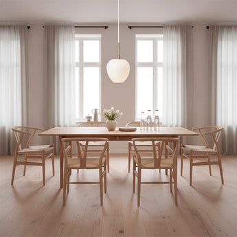 Carl Hansen Dining Bundle CH327 Table & 6 CH24 Wishbone Chairs in Oak White Oil — lifestyle