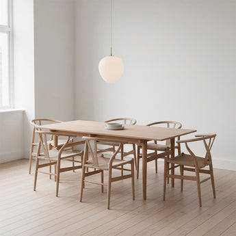 Carl Hansen Dining Bundle CH327 Table & 6 CH24 Wishbone Chairs in Oak White Oil — lifestyle