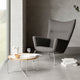 Carl Hansen CH417 Tray Table in Oak — slifestyle, with CH445 Wing Chair