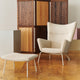 Carl Hansen CH445 Wing Chair Special Edition in Clay White — studio, with matching CH446 Footrest