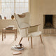 Carl Hansen CH78 Mama Bear Lounge Chair in White Oil, Hallingdal 100 — lifestyle, with CH78 Neck Pillow, CH53 Stool