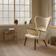 Carl Hansen CH78 Mama Bear Lounge Chair in Walnut Oil, Hallingdal 100 — lifestyle, with CH53 Stool