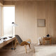 Carl Hansen HJW03 Opala Floor Lamp Midi — lifestyle, with CH07 Shell Chair and CH004 Nesting Tables 