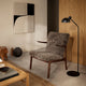 Carl Hansen MO320 Floor Lamp — lifestyle, living room, abstract artwork, layered textures. modern scandi style room.