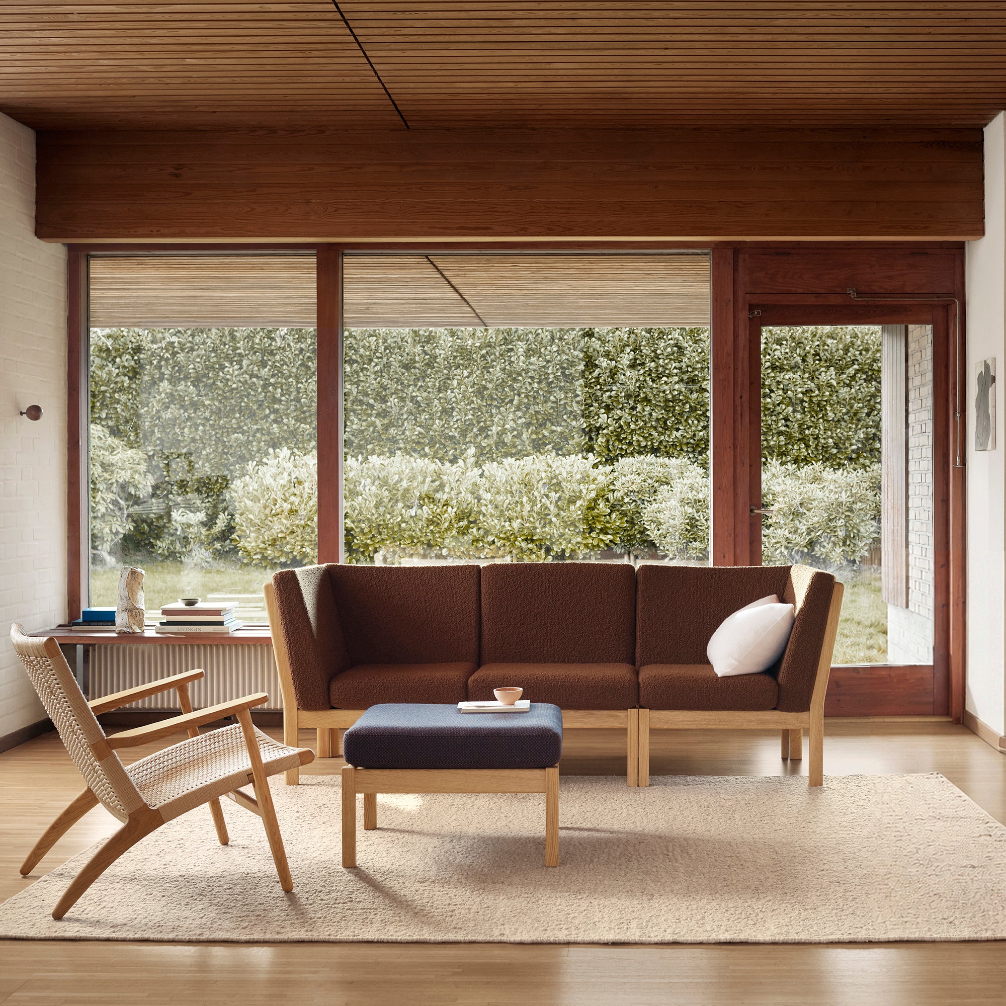 Carl Hansen CH280 sofa in Oak Oil — lifestyle, with CH280F, CH25, CH24, CH327 and HJW02