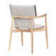 Carl Hansen E008 Embrace Outdoor Dining Chair in Teak, Agora Life Oat 1760 — packshot, detail
