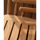 Carl Hansen E008 Embrace Outdoor Dining Chair in Teak — lifestyle, detail