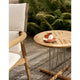 Carl Hansen E018 Embrace Outdoor Lounge Chair in Untreated Teak with Liso Life Oat 1760 Cushion — lifestyle
