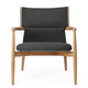 Carl Hansen E018 Embrace Outdoor Lounge Chair in Untreated Teak with Panama Hollin 1779 Cushion — packshot, detail
