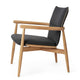 Carl Hansen E018 Embrace Outdoor Lounge Chair in Untreated Teak with Panama Hollin 1779 Cushion — packshot