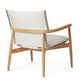 Carl Hansen E018 Embrace Outdoor Lounge Chair in Untreated Teak with Liso Life Oat 1760 Cushion — packshot, detail