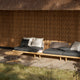 Carl Hansen Embrace Outdoor Sofa Modules in Teak — lifestyle, with E500, E510, E520, E023 Lounge Table and MG501
