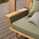 Carl Hansen E510 Embrace Outdoor Sofa Module in Teak, Panama Alga 3667 — lifestyle, detail