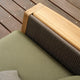 Carl Hansen E510 Embrace Outdoor Sofa Module in Teak, Panama Alga 3667 — lifestyle, detail