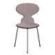 Fritz Hansen 3100 Ant Dining Chair in Black and Cool Light Blue Canvas with Chrome Base — packshot, detail