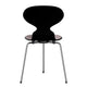 Fritz Hansen 3100 Ant Dining Chair in Black and Cool Light Blue Canvas with Chrome Base — packshot, detail