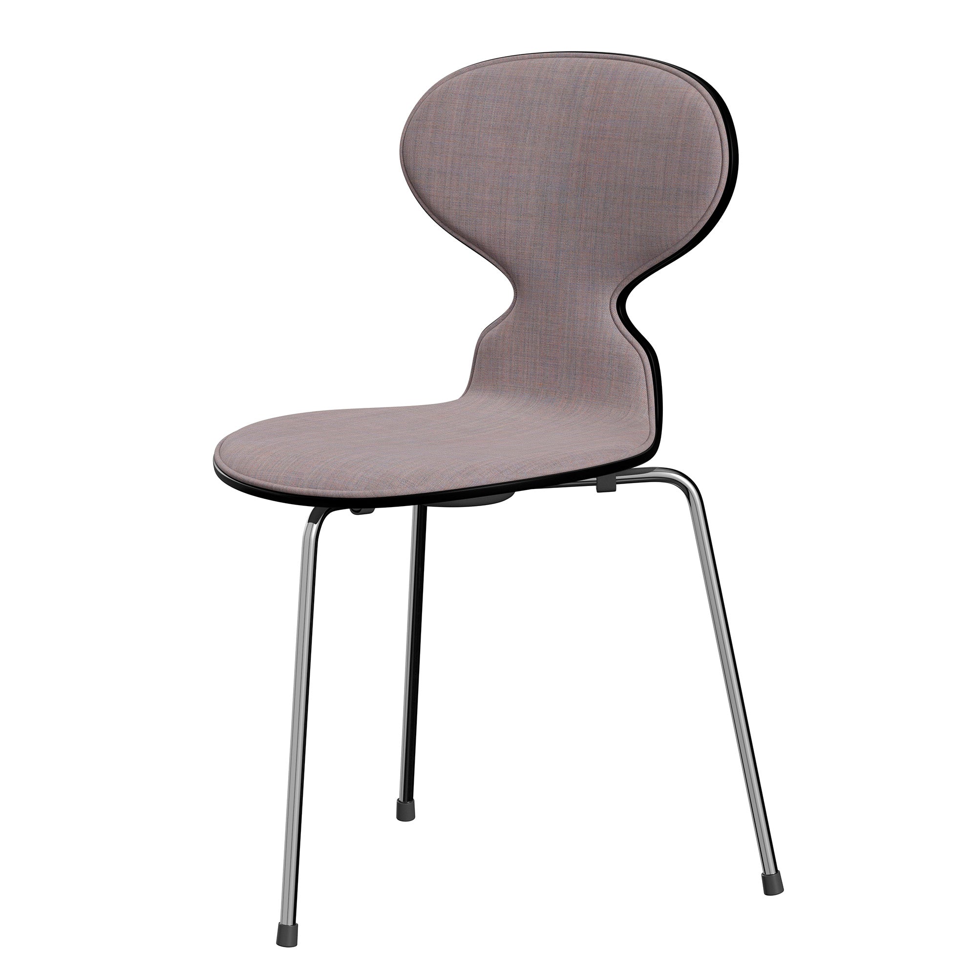 Fritz Hansen 3100 Ant Dining Chair in Black and Cool Light Blue Canvas with Chrome Base — packshot
