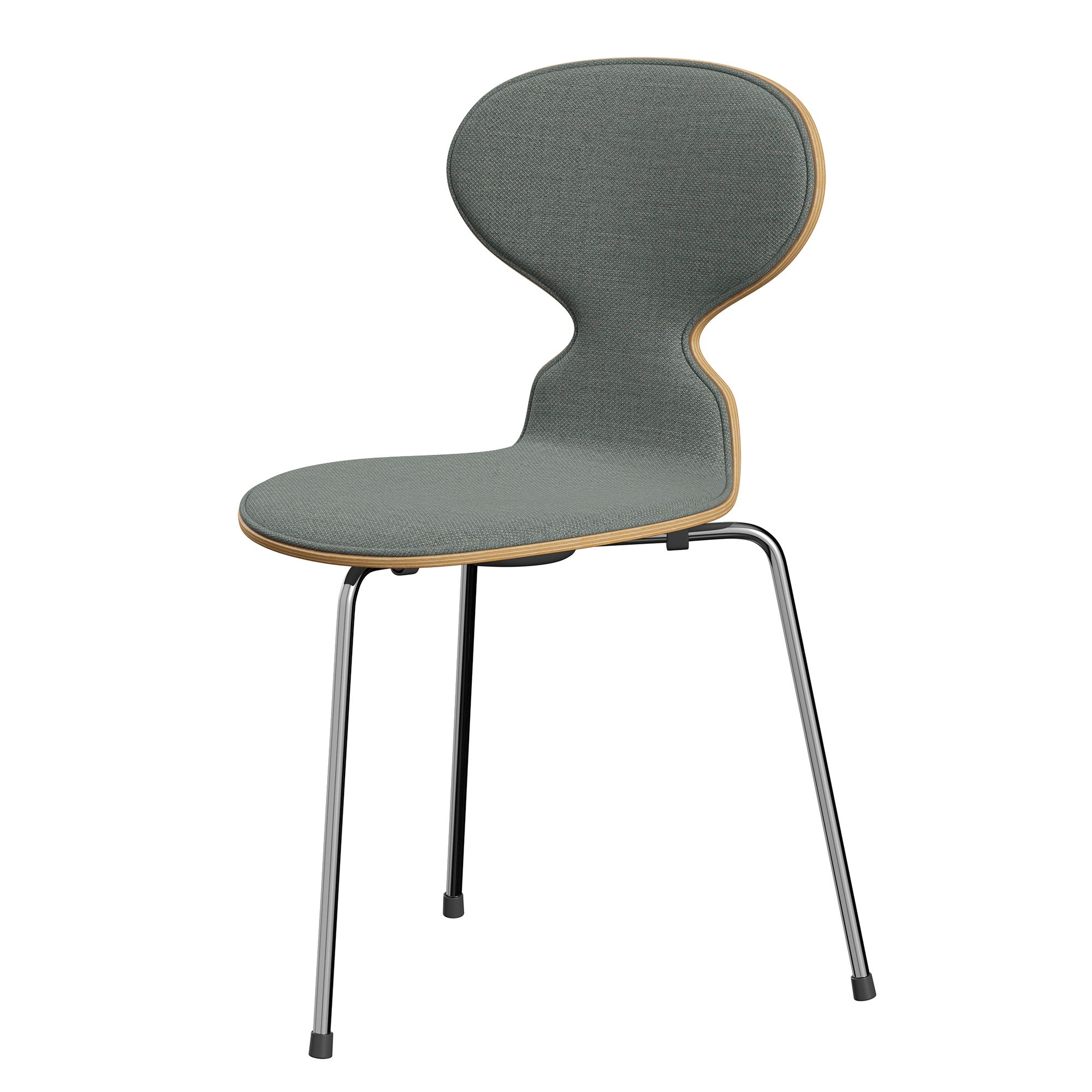 Fritz Hansen 3100 Ant Dining Chair in Oak and Fiord Mid Grey Multi with Chrome Base — packshot