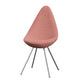 Fritz Hansen 3110 Drop Dining Chair Upholstered in Canvas Fabric Pale Pink with Chrome base — packshot