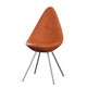 Fritz Hansen 3110 Drop Dining Chair Upholstered in Grace Leather Walnut with Chrome base — packshot