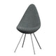 Fritz Hansen 3110 Drop Dining Chair Upholstered in Hallingdal Fabric White/Black with Chrome base — packshot