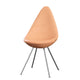 Fritz Hansen 3110 Drop Dining Chair Upholstered in Natural Leather with Chrome base — packshot