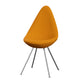 Fritz Hansen 3110 Drop Dining Chair Upholstered in Tonus Fabric Warm Yellow with Chrome base — packshot