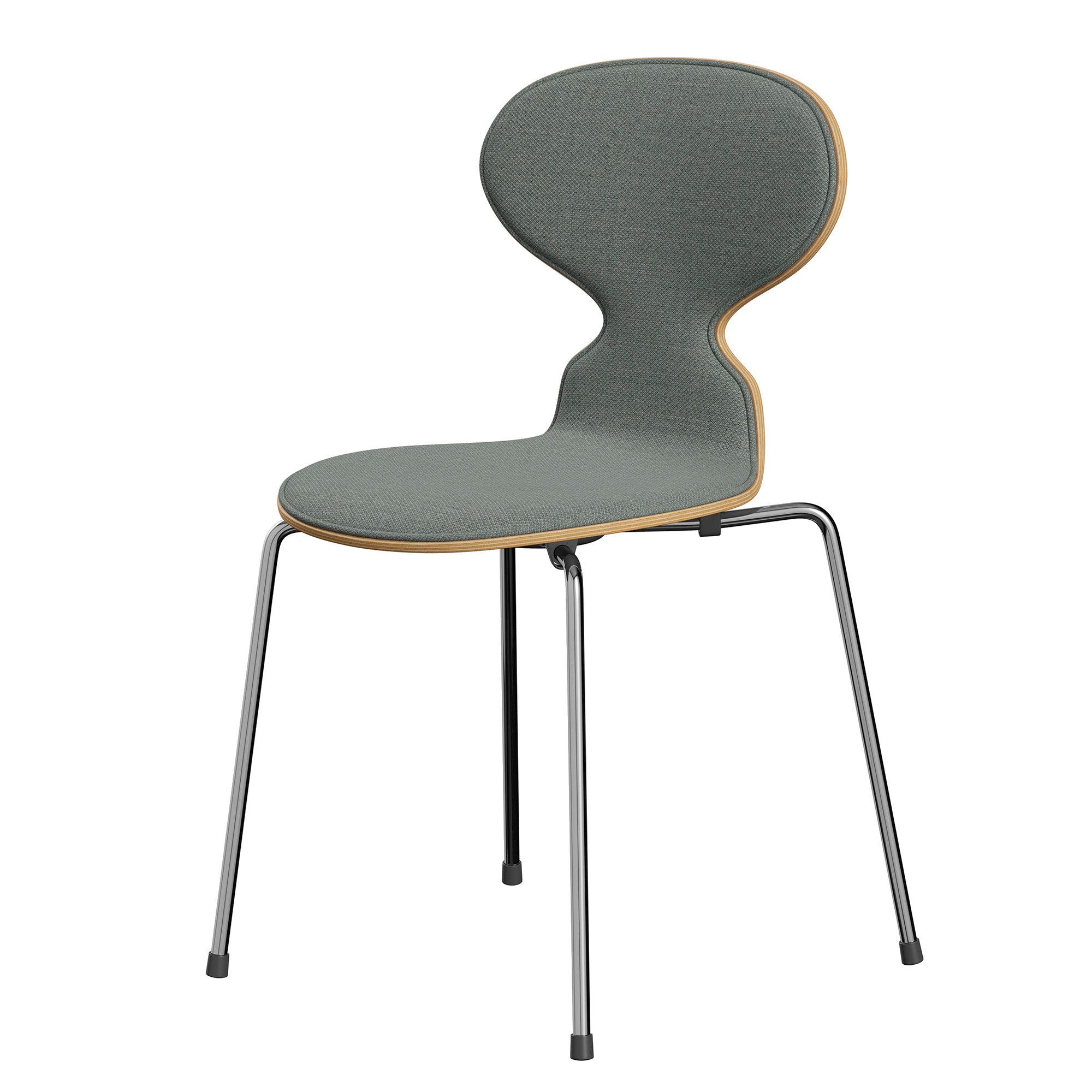 Fritz Hansen 3101 Ant Dining Chair in Oak and Mid Grey Fiord with Chrome Base — packshot