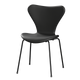 Fritz Hansen 3107 Series 7 Dining Chair Fully Upholstered Essential Leather in Black, Black Base — packshot