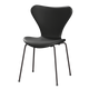 Fritz Hansen 3107 Series 7 Dining Chair Fully Upholstered Essential Leather in Black, Warm Graphite Base — packshot