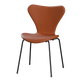 Fritz Hansen 3107 Series 7 Dining Chair Fully Upholstered Essential Leather in Walnut, Black Base — packshot