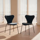 Fritz Hansen Series 7 3107 Belfast Velvet Grey Blue Black Legs fully upholstered dining chair