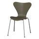 Fritz Hansen 3107 Series 7 Dining Chair in Olive Green Shell with Chromed Steel Base — packshot