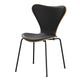 Fritz Hansen 3107 Series 7 Dining Chair Front Upholstered in Essential Leather Black with Black Base — packshot