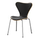 Fritz Hansen 3107 Series 7 Dining Chair Front Upholstered in Essential Leather Black with Chrome Base — packshot