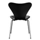Fritz Hansen 3107 Series 7 Dining Chair Front Upholstered in Essential Leather Black with Chrome Base — packshot, detail
