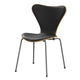 Fritz Hansen 3107 Series 7 Dining Chair Front Upholstered in Essential Leather Black with Silver Grey Base — packshot