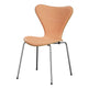 Fritz Hansen 3107 Series 7 Dining Chair Front Upholstered in Natural Leather with Chrome Base — packshot