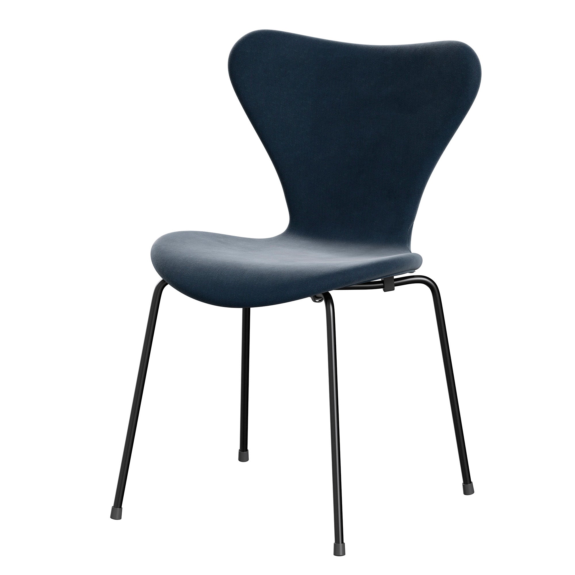 Fritz Hansen 3107 Series 7 Chair Belfast Velvet Grey Blue Black Legs — packshot