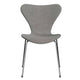 Fritz Hansen 3107 Series 7 Dining Chair Upholstered in Canvas Light Grey with Chrome Base — packshot, detail