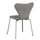 Fritz Hansen 3107 Series 7 Dining Chair Upholstered in Canvas Light Grey with Chrome Base — packshot, detail