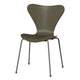 Fritz Hansen 3107 Series 7 Dining Chair in Olive Green Shell with Silver Grey Base — packshot