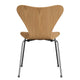 Fritz Hansen 3107 Series 7 Dining Chair Wood Veneer in Oak with Chromed Steel Base — packshot, detail