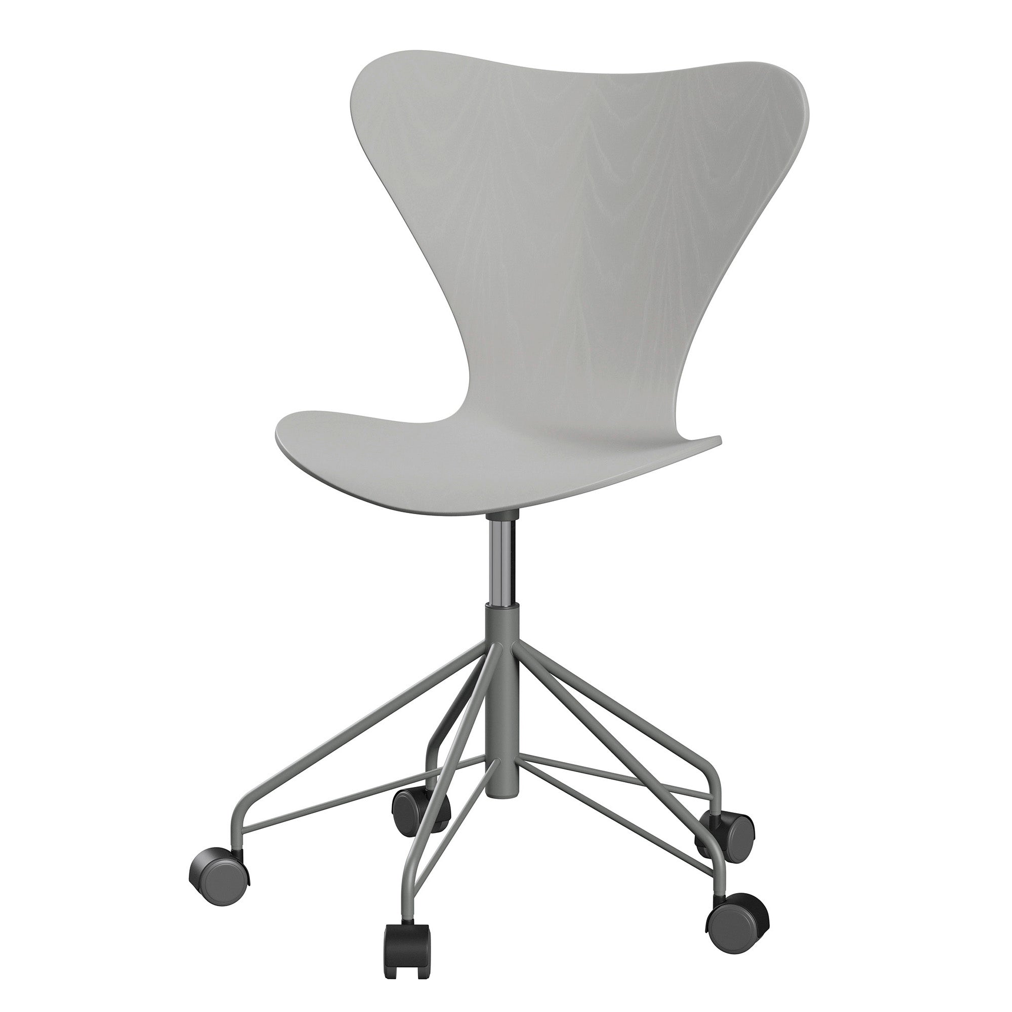Fritz Hansen 3117 Series 7 Swivel Office Chair in Nine Grey coloured ash with Silver Grey base — packshot