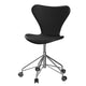 Fritz Hansen 3117 Series 7 Swivel Office Chair Upholstered in Black Leather with Chromed Steel Base — packshot