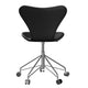 Fritz Hansen 3117 Series 7 Swivel Office Chair Upholstered in Black Leather with Chromed Steel Base — packshot, detail