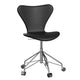 Fritz Hansen 3117 Series 7 Swivel Office Chair Upholstered in Black Leather with Chromed Steel Base — packshot, detail
