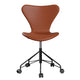 Fritz Hansen 3117 Series 7 Swivel Office Chair Upholstered in Cognac Leather with Black Steel Base — packshot, detail