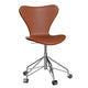 Fritz Hansen 3117 Series 7 Swivel Office Chair Upholstered in Cognac Leather with Chromed Steel Base — packshot
