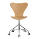 Fritz Hansen 3117 Series 7 Swivel Office Chair in Oak veneer with chrome base — packshot, front view